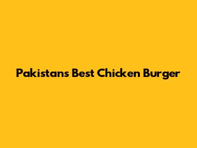Pakistan's Best Chicken Burger
