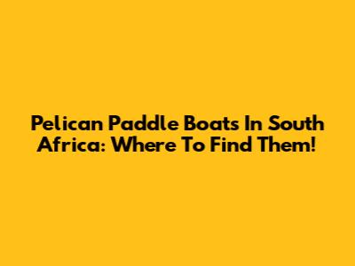 Pelican Paddle Boats In South Africa: Where To Find Them!