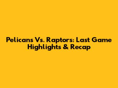 Pelicans Vs. Raptors: Last Game Highlights & Recap