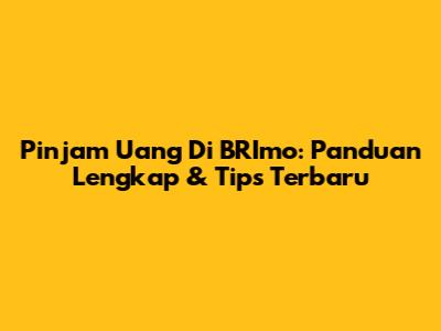 Pinjam Uang Di BRImo: Panduan Lengkap & Tips Terbaru