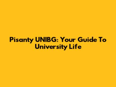 Pisanty UNIBG: Your Guide To University Life