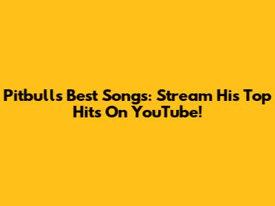 Pitbull's Best Songs: Stream His Top Hits On YouTube!