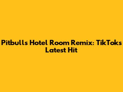 Pitbull's Hotel Room Remix: TikTok's Latest Hit