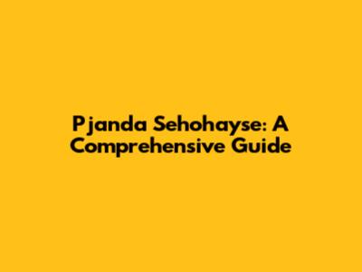 Pjanda Sehohayse: A Comprehensive Guide