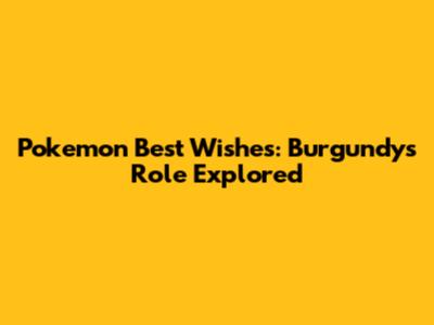 Pokemon Best Wishes: Burgundy's Role Explored