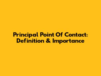 Principal Point Of Contact: Definition & Importance
