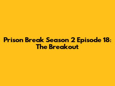 Prison Break Season 2 Episode 18: The Breakout