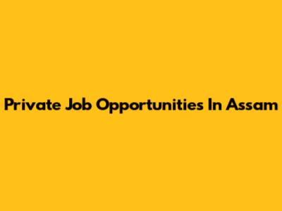 Private Job Opportunities In Assam
