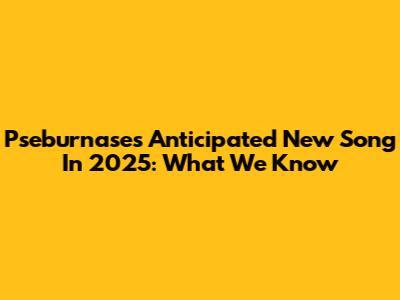 Pseburnase's Anticipated New Song In 2025: What We Know