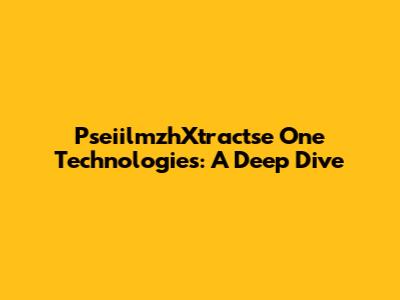PseiilmzhXtractse One Technologies: A Deep Dive