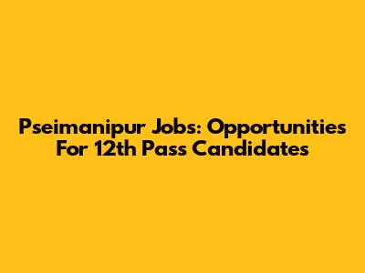 Pseimanipur Jobs: Opportunities For 12th Pass Candidates