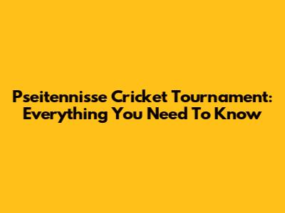 Pseitennisse Cricket Tournament: Everything You Need To Know