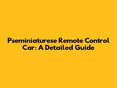 Pseminiaturese Remote Control Car: A Detailed Guide