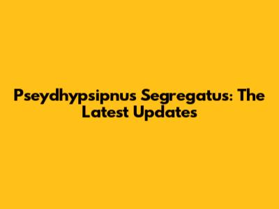 Pseydhypsipnus Segregatus: The Latest Updates