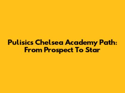 Pulisic's Chelsea Academy Path: From Prospect To Star