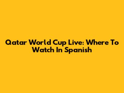 Qatar World Cup Live: Where To Watch In Spanish