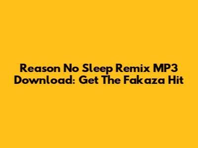 Reason No Sleep Remix MP3 Download: Get The Fakaza Hit