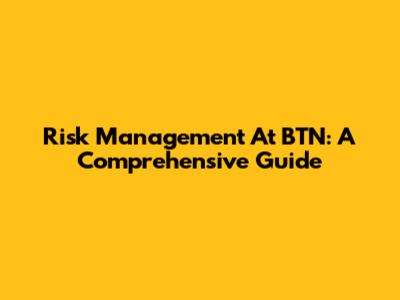 Risk Management At BTN: A Comprehensive Guide