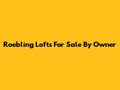 Roebling Lofts For Sale By Owner