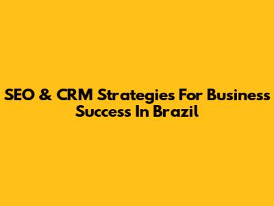 SEO & CRM Strategies For Business Success In Brazil