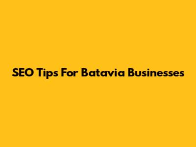SEO Tips For Batavia Businesses