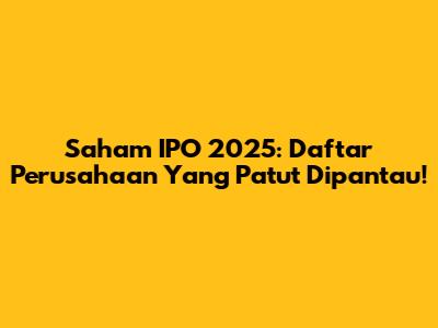 Saham IPO 2025: Daftar Perusahaan Yang Patut Dipantau!