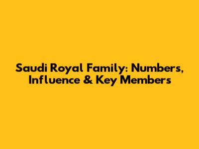Saudi Royal Family: Numbers, Influence & Key Members