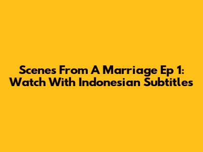 Scenes From A Marriage Ep 1: Watch With Indonesian Subtitles