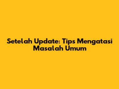 Setelah Update: Tips Mengatasi Masalah Umum