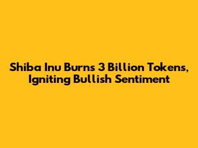 Shiba Inu Burns 3 Billion Tokens, Igniting Bullish Sentiment