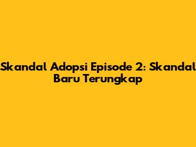 Skandal Adopsi Episode 2: Skandal Baru Terungkap