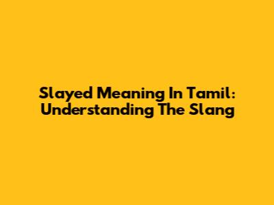 Slayed Meaning In Tamil: Understanding The Slang