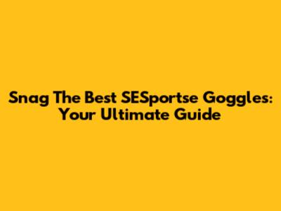 Snag The Best SESportse Goggles: Your Ultimate Guide