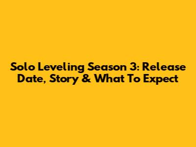 Solo Leveling Season 3: Release Date, Story & What To Expect