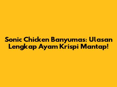 Sonic Chicken Banyumas: Ulasan Lengkap Ayam Krispi Mantap!