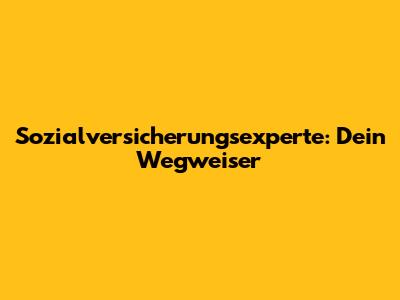 Sozialversicherungsexperte: Dein Wegweiser