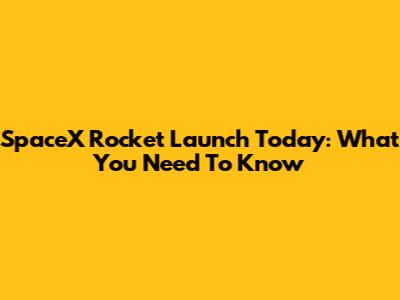 SpaceX Rocket Launch Today: What You Need To Know