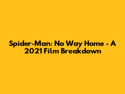 Spider-Man: No Way Home - A 2021 Film Breakdown