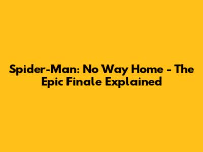 Spider-Man: No Way Home - The Epic Finale Explained
