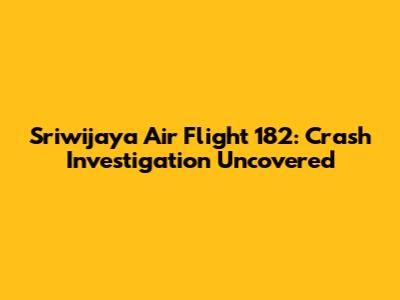 Sriwijaya Air Flight 182: Crash Investigation Uncovered