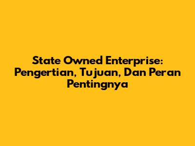 State Owned Enterprise: Pengertian, Tujuan, Dan Peran Pentingnya