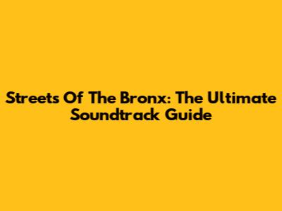 Streets Of The Bronx: The Ultimate Soundtrack Guide