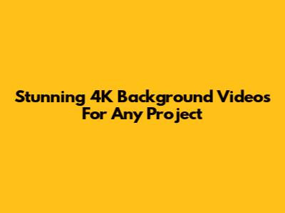 Stunning 4K Background Videos For Any Project
