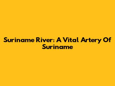 Suriname River: A Vital Artery Of Suriname