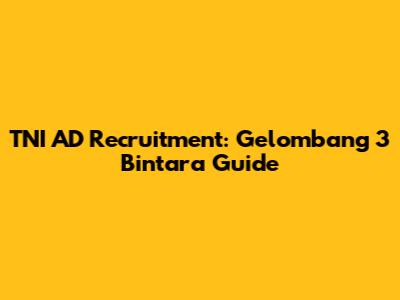 TNI AD Recruitment: Gelombang 3 Bintara Guide