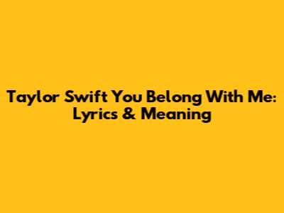 Taylor Swift You Belong With Me: Lyrics & Meaning