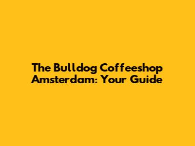 The Bulldog Coffeeshop Amsterdam: Your Guide