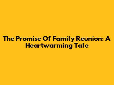 The Promise Of Family Reunion: A Heartwarming Tale