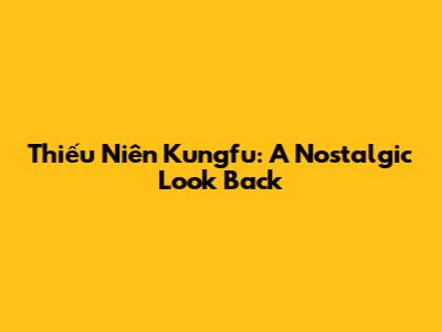 Thiếu Niên Kungfu: A Nostalgic Look Back