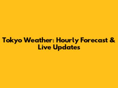 Tokyo Weather: Hourly Forecast & Live Updates
